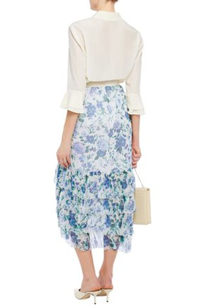 Zimmermann Tiered Floral-print Silk-georgette Midi Skirt In Ivory