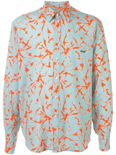 Msgm Tie-dye Print Shirt In Blue