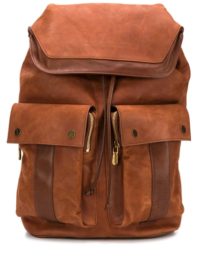 Brunello Cucinelli Multiple Pocket Leather Backpack In Brown