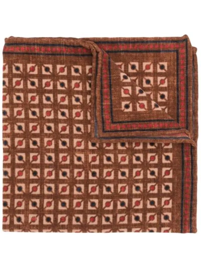 Brunello Cucinelli Geometric-print Square Scarf In Brown