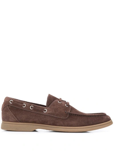 Brunello Cucinelli Suede Lace Loafers In Brown