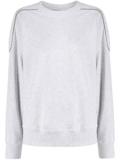 Brunello Cucinelli Glittery Piping Sweatshirt In Grey