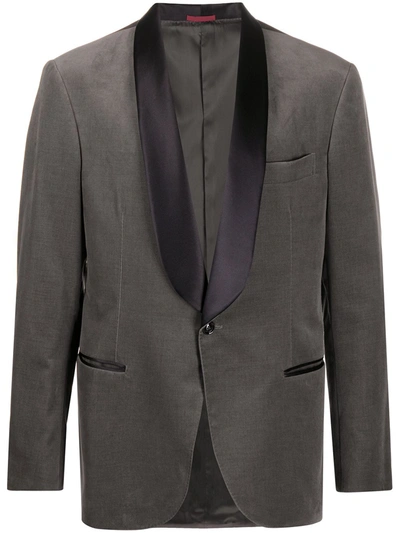 Brunello Cucinelli Single-breasted Tuxedo Blazer In Grey