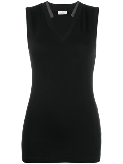 Brunello Cucinelli Sleeveless Fitted Top In Black