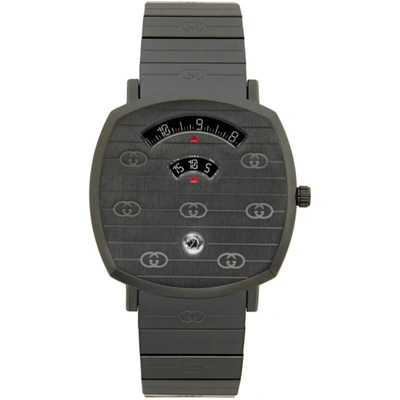 Gucci Men's 38mm Square 3-window Interlocking G Bracelet Watch In Black Grey