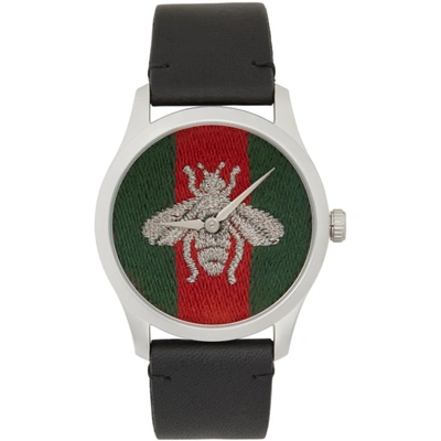 Gucci G-timeless Quartz Mens Watch Ya1264149 In Black,green,red,silver Tone