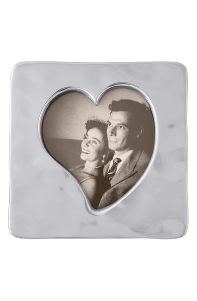 Mariposa Heart Small Square Picture Frame In Silver