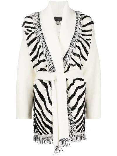 Alanui Glam Zebra Embroidered Cardigan In White
