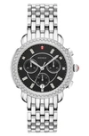 Michele Sidney Chronograph Diamond Watch Head & Bracelet, 38mm In Silver/ Black Mop