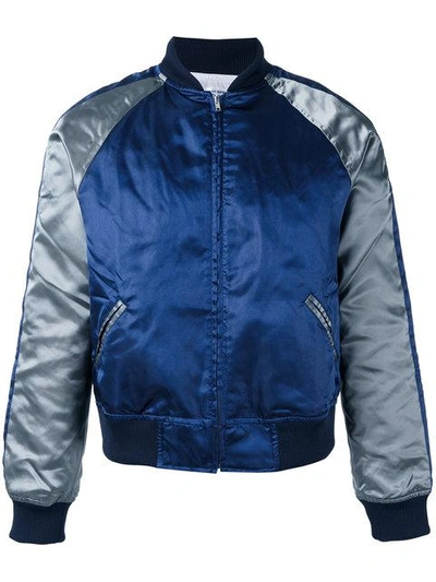 Comme Des Garçons Shirt Metallic Bomber Jacket In Blue Grey & Black