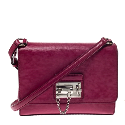 Pre-owned Dolce & Gabbana Hot Pink Leather Monica Shoulder Bag