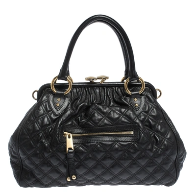 Pre-owned Marc Jacobs Black Quilted Leather Stam Satchel