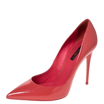 Pre-owned Dolce & Gabbana Coral Pink Patent Leather Pointed Toe Pumps Size 39