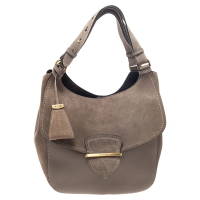 Pre-owned Michael Kors Taupe Leather And Nubuck Josie Hobo In Grey