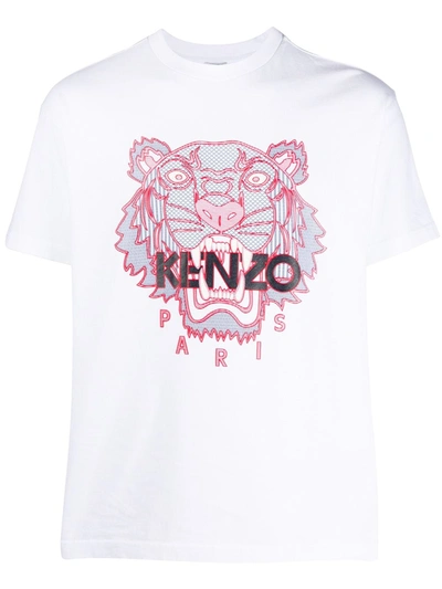 Kenzo Raised-tiger Cotton T-shirt In White