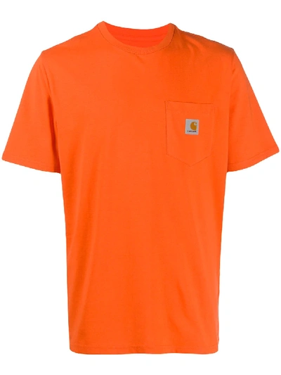Carhartt T-shirt+taschino Clock Work Arancio I022091-pocket In Orange