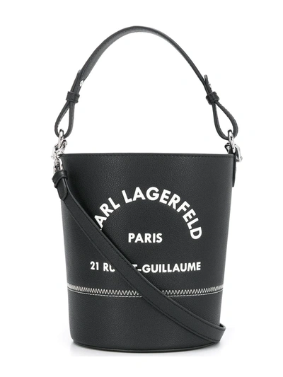 Karl Lagerfeld Rue St-guillaume Leather Bucket Bag In Black