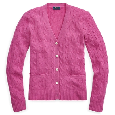 Ralph Lauren Cable-knit Cashmere Cardigan In Bright Magenta