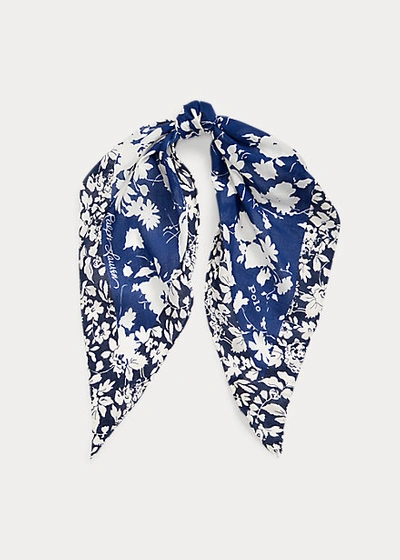 Ralph Lauren Floral Headscarf In Navy/royal