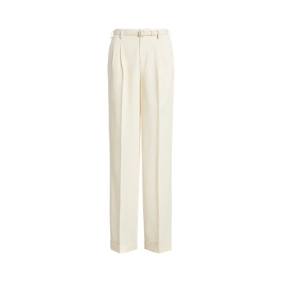 Ralph Lauren Stamford Straight-leg Belted Pants In Lux Cream