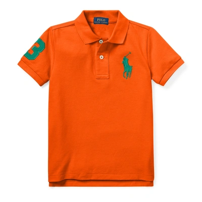 Polo Ralph Lauren Kids' Big Pony Cotton Mesh Polo Shirt In Sailing Orange