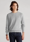Ralph Lauren Mesh-knit Cotton Crewneck Sweater In Dark Grey Heather