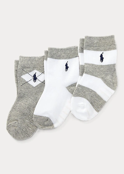 Ralph Lauren Babies' Cotton Terry Sock 3-pack In Light Gray