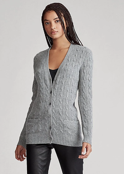 Ralph Lauren Cable-knit Cashmere Cardigan In Battalion Grey Heather