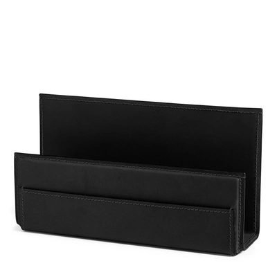 Ralph Lauren Brennan Leather Letter Rack In Black