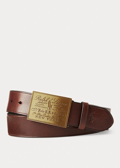 Polo Ralph Lauren Heritage Plaque-buckle Belt In Brown