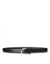 Lauren Ralph Lauren Charm Saffiano Leather Belt In Black