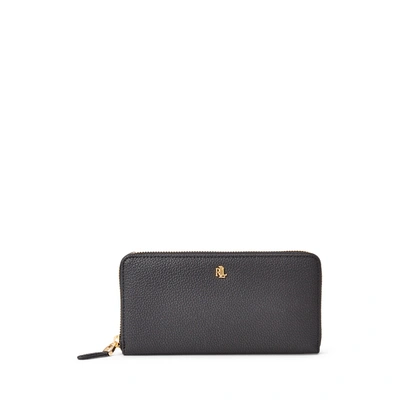 Lauren Ralph Lauren Leather Continental Zip Wallet In Black