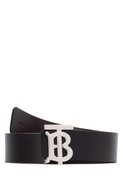 Burberry Monogram Motif Grainy Leather Belt In Black