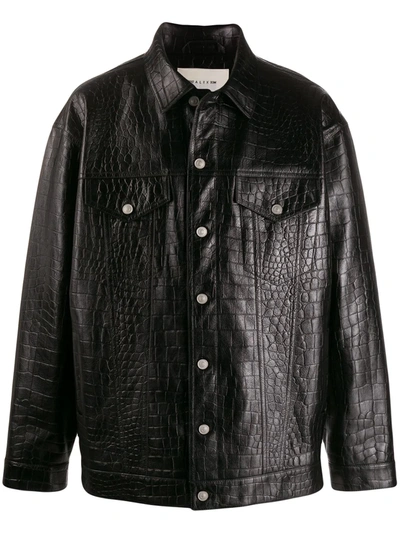 Alyx Crocodile-effect Embossed Leather Jacket In Black