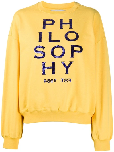 Philosophy Di Lorenzo Serafini Sequined Logo Sweatshirt In Yellow