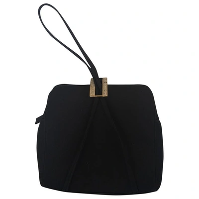 Pre-owned Versace Cloth Clutch Bag In Black