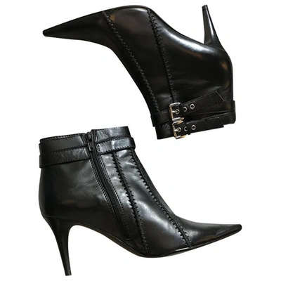 Pre-owned Balmain Leather Ankle Boots In Black