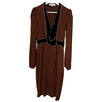 Pre-owned Hoss Intropia Silk Mid-length Dress In Brown