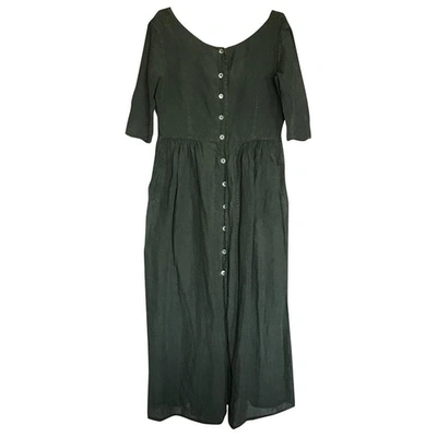 Pre-owned Aspesi Linen Mid-length Dress In Green