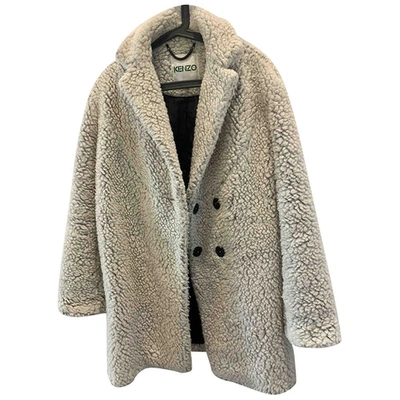 Pre-owned Kenzo Ecru Faux Fur Coat