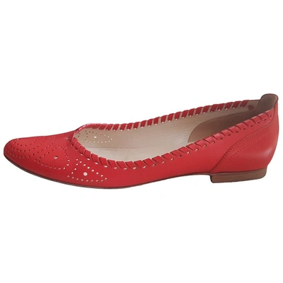 Pre-owned Sergio Rossi Leather Ballet Flats In Red