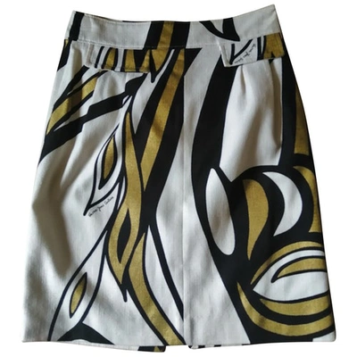 Pre-owned Versace Jeans Linen Mid-length Skirt In Multicolour