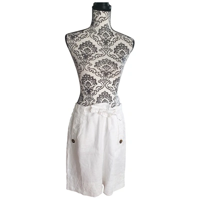 Pre-owned Escada Linen Mid-length Skirt In White