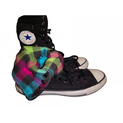 Pre-owned Converse Velvet Trainers In Black