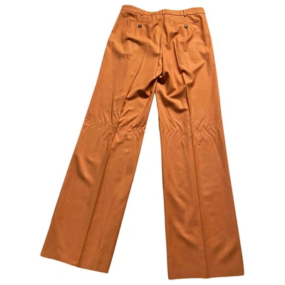 Pre-owned Max Mara Orange Wool Trousers