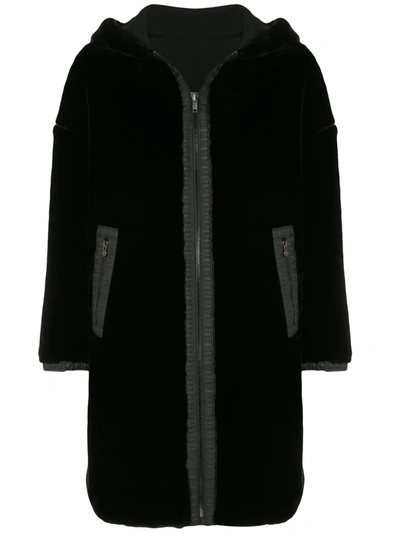 Pre-owned Fendi Ff Trim Reversible Coat In Black