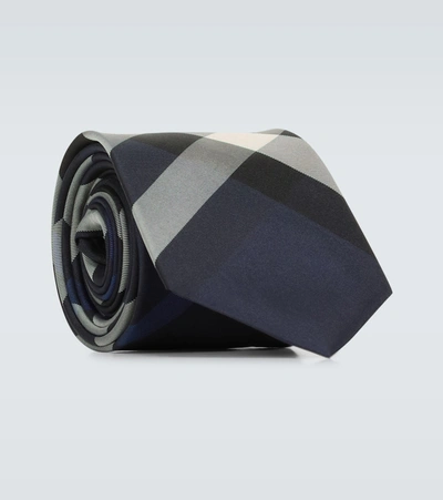 Burberry Monston Checked Silk Tie In Blue