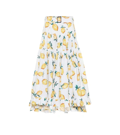 Alexandra Miro Penelope Printed Cotton Maxi Skirt In Yellow