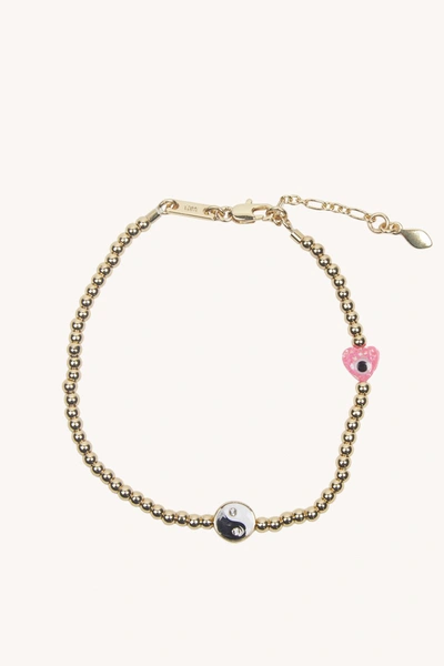 Rebecca Minkoff Beaded Yin Yang Bracelet With Evil Eye |  In White