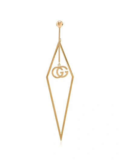 Gucci 18k Yellow Gold Triangle Logo Drop Earring In 8000 Metallic